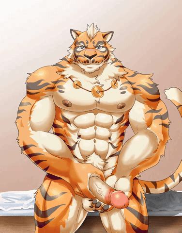 Rule Abs Animated Anthro Bed Blue Eyes Blush Feline Fur Lin Hu Looking At Viewer Male
