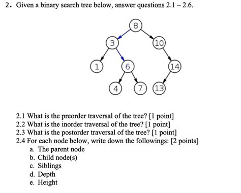 Solved 2 Given A Binary Search Tree Below Answer Questions