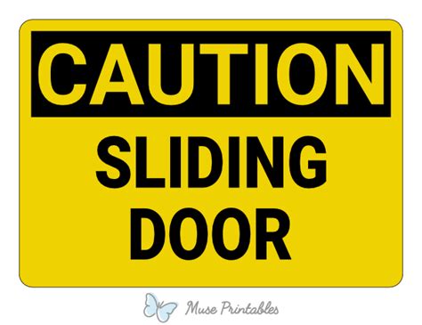 Printable Sliding Door Caution Sign
