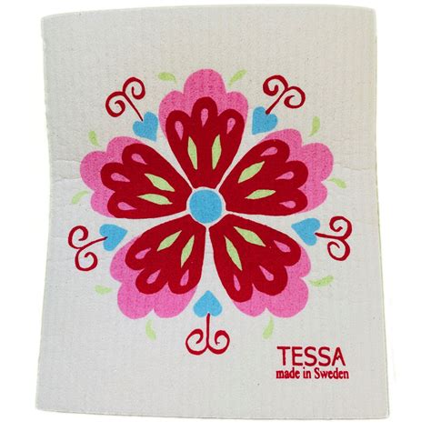 Tessa Red Flower Rosemaling Dish Cloth Vail Farmers Market And Art Show
