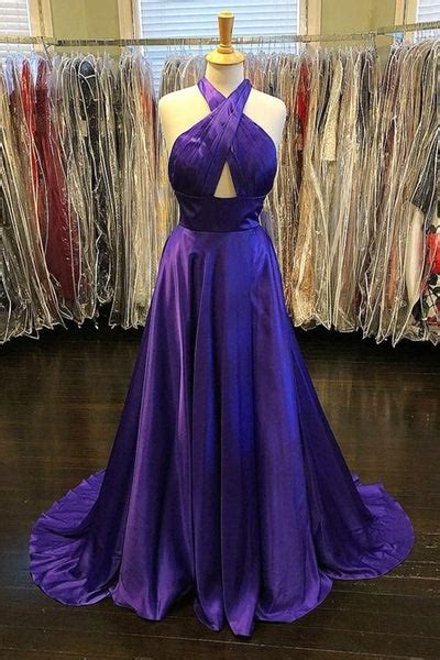 Custom Made Unique Backless Purple Satin Long Prom Dress Backless Pur