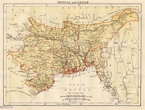 Map Of Bengal And Assam 1878 Stock Illustration Download Image Now