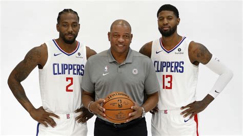 Definitely has it's ups and downs! Kawhi Leonard , Doc Rivers (middle), Paul George (right) - Clippers Media Day 2019 - 1920x1080 ...