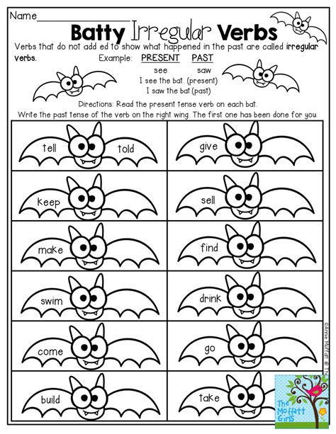 Irregular Verbs Worksheet Kindergarten Cleo Daltons Printable