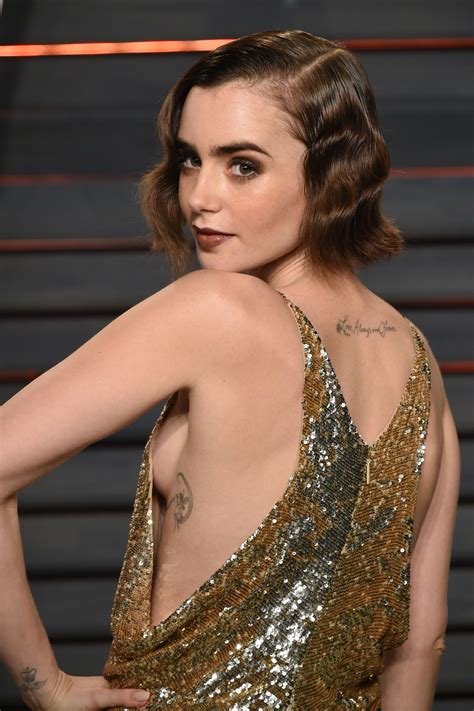 Lily Collins 2016 Vanity Fair Oscar Party Side Boob 201602lily Collins