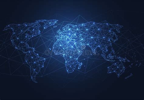 Global Network Connection World Map Point And Line Composition Stock