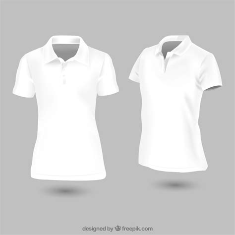 Free Vector White Woman Polo Shirt Template