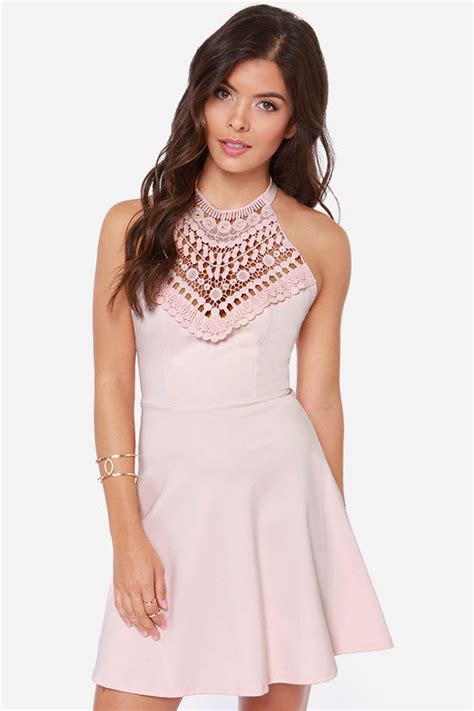 lovely light pink dress halter dress lace dress 40 00 lulus