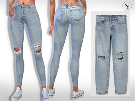 The Sims Resource Ripped Skinny Fit Jeans By Saliwa • Sims 4 Downloads