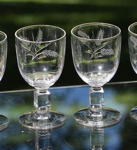 vintage etched wine cordials glasses set of 6 circa 1950 4 oz after dinner drink glasses