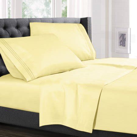 Queen Size Bed Sheets Set Vanilla Yellow, Luxury Bedding Sheets Set, 4-Piece Bed Set, Deep ...