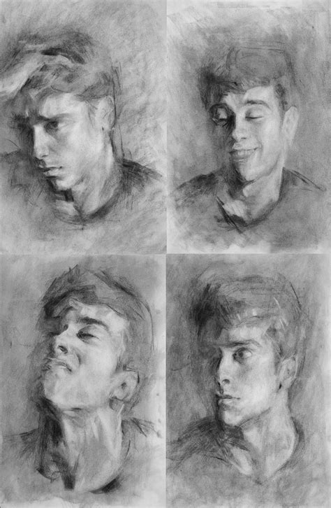 Charcoal Self Portraits On Behance