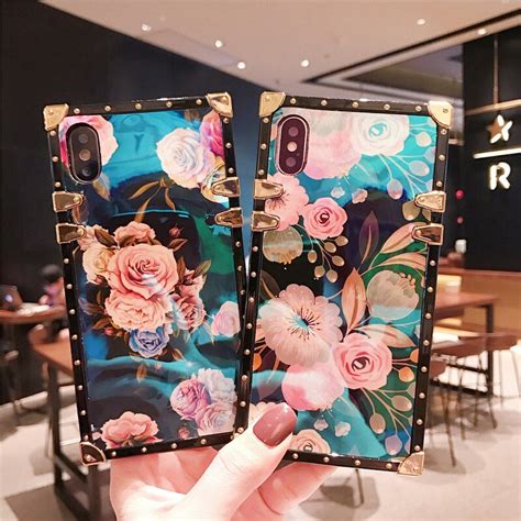 Luxury Shockproof Peony Flower Square Phone Case For Iphone 12 Mini 11