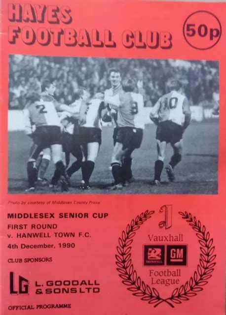 Coupe Senior Hayes V Hanwell Town 4121990 Middlesex 1er Tour Comme