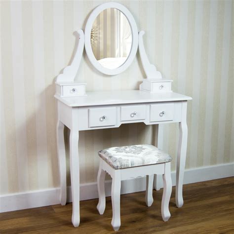 Add style to your room with beautiful dressing tables in a range of finishes and colours. Antique French Style White 5 Drawer Dressing Table Set ...