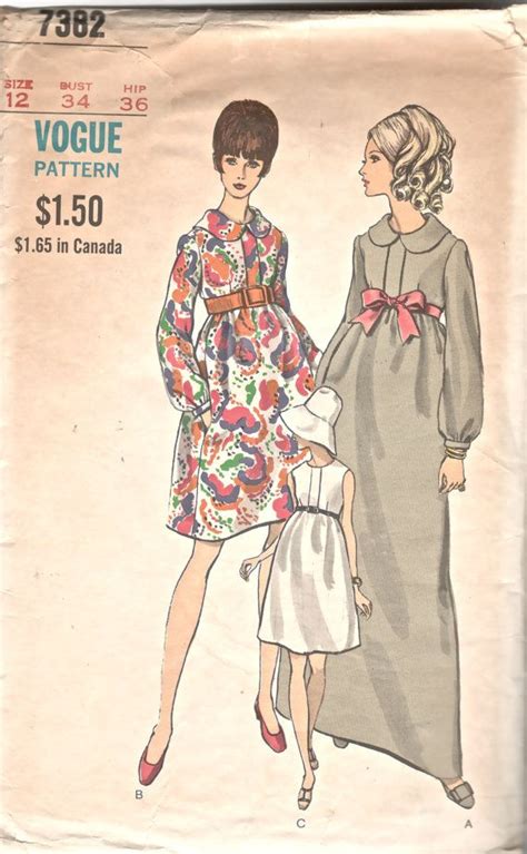 1960s Vogue 7382 Elegant Maternity Dress Pattern While You Etsy