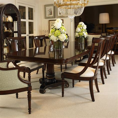 Kincaid furniture has a long history with this classic dining table style in various solid wood collections, but the hadleigh version shown here is the favorite. Wellington Court Double Ped Dining Table | Pedestal dining ...