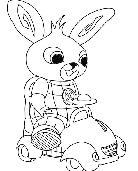 Bing On The Toy Car Coloring Page Coloring Home