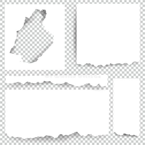 Set Of Blank Torn Paper Sheets Vector Note Pieces Collection With