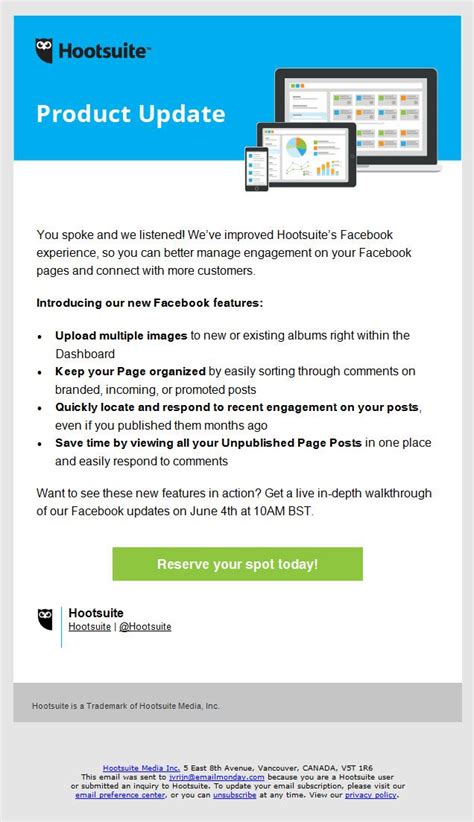 Hootsuite Product Update Launch Email Email Newsletter Examples