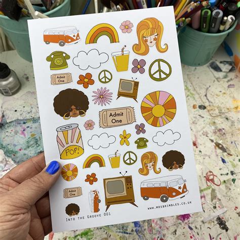 Into The Groove Scrapbooking Or Planner Illustration Stickers 001