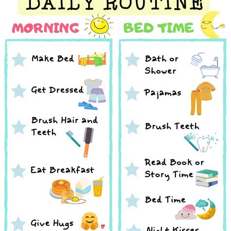 Printable Morning And Bedtime Daily Routine For Kids