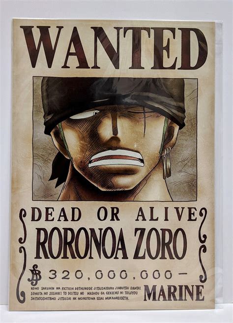 One Piece Wanted Poster Zoro News Official Mugiwara Store Brand New Fs