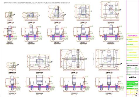 Different Sections Design With Pile Cap Details In Autocad 2d Drawing