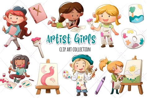 Artist Girls Clip Art Collection Graphic By Keepinitkawaiidesign · Creative Fabrica