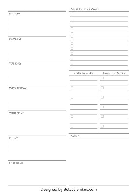 Free Printable Weekly Planner Templates