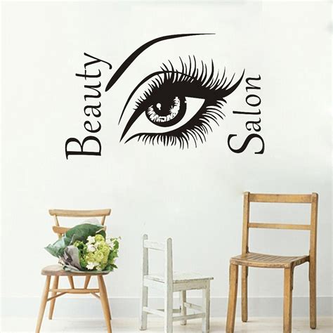 Beauty Salon Girl Eyelashes Big Eye Wall Stickers Decal Art Vinyl