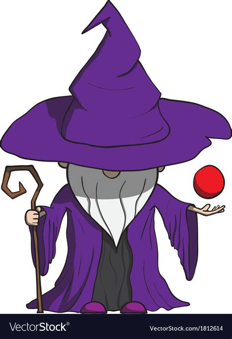 Simple Cartoon Wizard With Staff Isolated On White