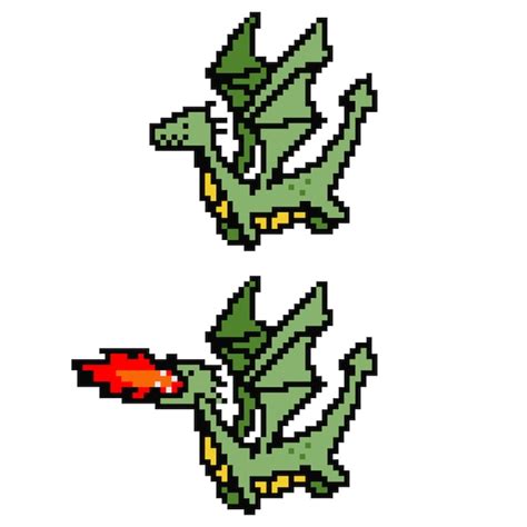Pixel Art Dragon Personaje De Juego De 8 Bits Aislado Sobre Fondo