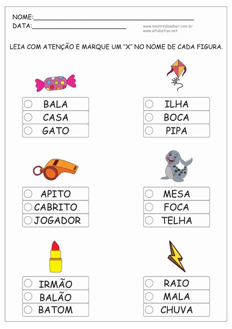 Atividades De Alfabetização 1 Ano Mestre Do Saber