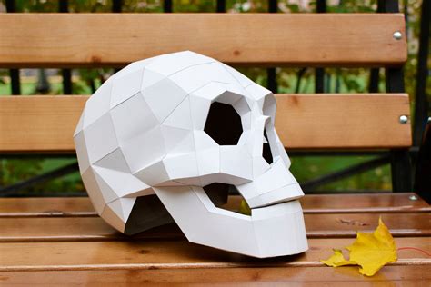 Diy Skull Mask Helmet Printable Pdf Template Paper Mask Etsy