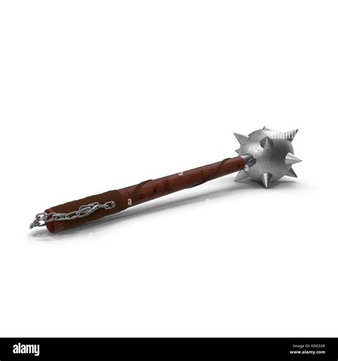 Old Medieval Iron Mace Isolated Over White Stock Photo Alamy