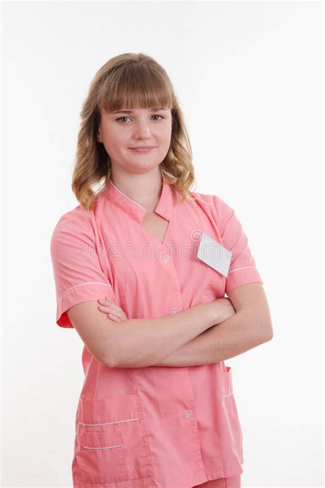 A Girl In Medical Clothing Stands Back Nwa Back Background Stock Image Image Of Girl Report