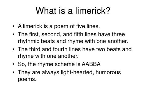 Ppt Limericks Powerpoint Presentation Free Download Id6905318