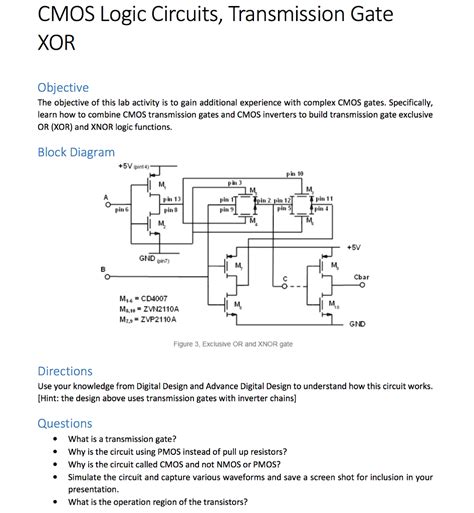 Solved: CMOS Logic Circuits, Transmission Gate XOR Objecti ...