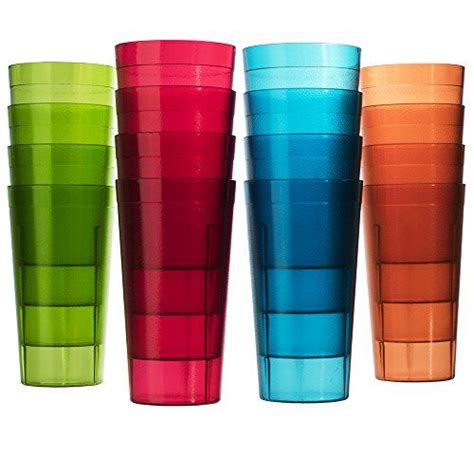 Four Different Colored Cups Lined Up In A Row