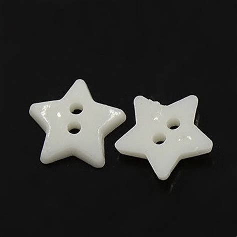 White Star Buttons 12mm Set Of 50 2 Hole Button108 Etsy