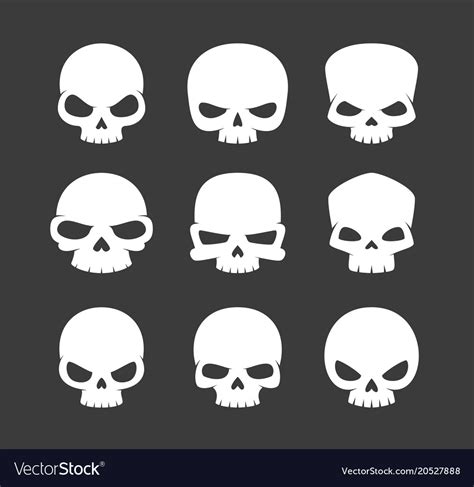 Cartoon Skulls Icons Royalty Free Vector Image