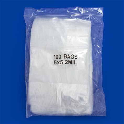 Zip Top 2mil Poly Bags 5x5 Wwhite Block 100 Pcs