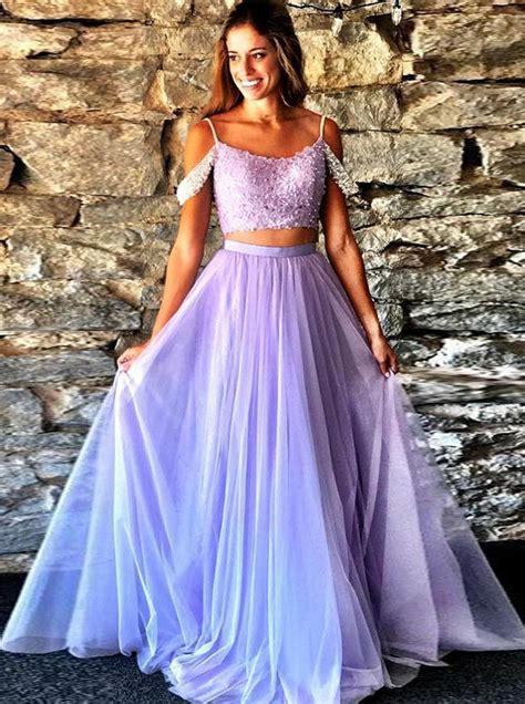 Burgundy Two Piece Prom Dressesruffled Tulle Prom Dressprom Dress For