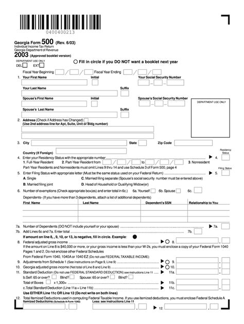 2003 Form Ga Dor 500 Fill Online Printable Fillable Blank Pdffiller