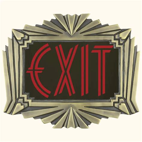 Theater Or Commercial Fancy Solid Brass Art Deco Style Exit Sign