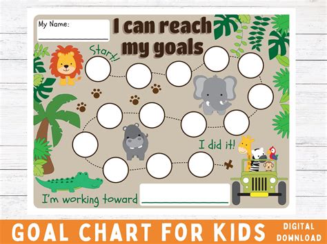 Goal Chart For Kids Safari Animals Goal Chart Printable Goal Chart