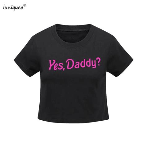 Buy Women Summer Japanese Kawaii Cute Pink Yes Daddy Printed Crop Top Cotton