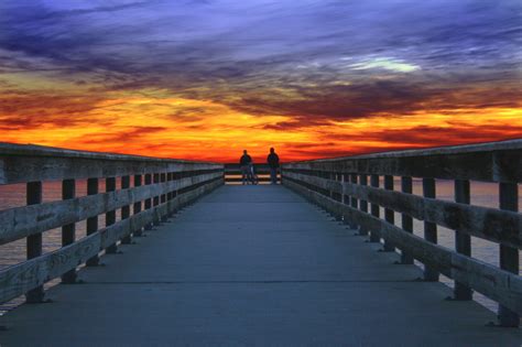 Wallpaper Sunset Sea Sunrise Calm Evening Bridge Horizon