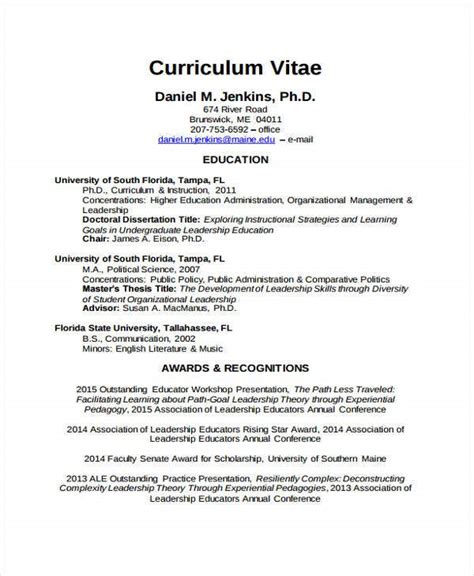 Resume templates can be useful in building your resumes. 11+ Academic Curriculum Vitae Templates - PDF, DOC | Free ...